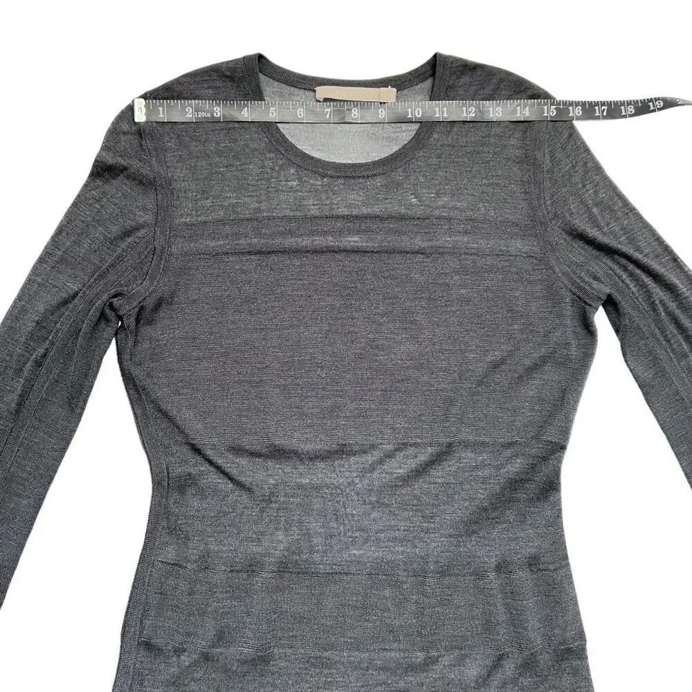 Jason Wu Light Knit Silk Top Size Large Gray Long-Sleeve Elbow Cut Wu Collection